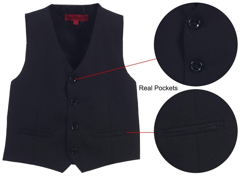 Gioberti Boy's 4 Button Formal Suit Vest, Black, Size 16 - Image 2